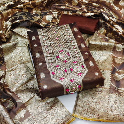 NEGRONI Silk Blend Self Design Salwar Suit Material