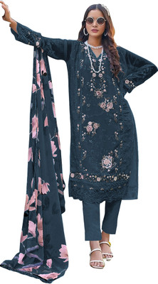 VIBHULEHENGA Georgette Embroidered Salwar Suit Material