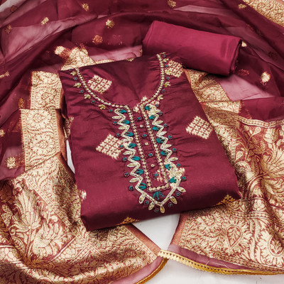 Tasrika Silk Blend Self Design Salwar Suit Material