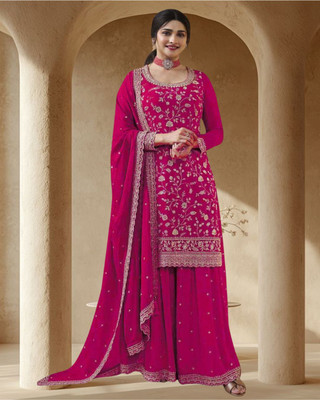 Dealbazaars Corporation Georgette Embroidered, Embellished, Self Design, Paisley Kurta & Sharara Fabric