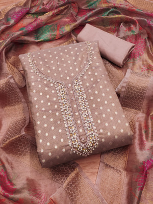 PandadiSaree Art Silk Embroidered Salwar Suit Material