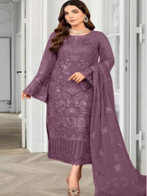Dealbazaars Corporation Georgette Embroidered Salwar Suit Material