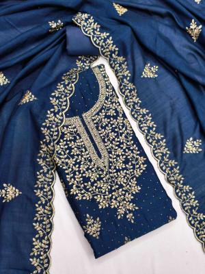 NF FAB Silk Blend Embroidered Salwar Suit Material