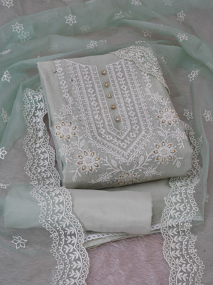 Tavas Chanderi Embroidered Salwar Suit Material