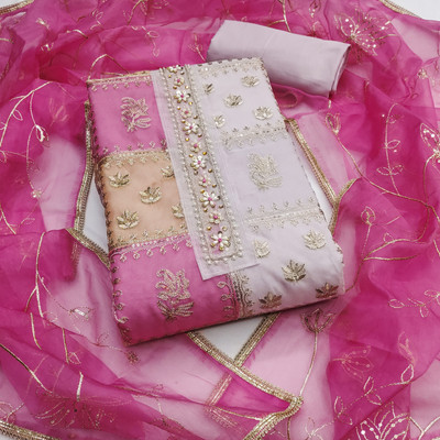 manvaa Organza Embroidered Salwar Suit Material