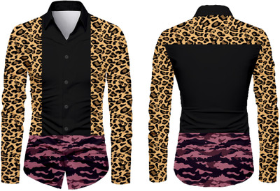 JRKENTERPRISE Men Printed Casual Black Shirt