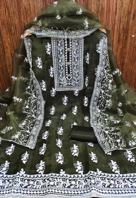 M FASHION Organza Embroidered Salwar Suit Material