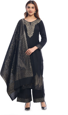 Indo Essence Wool Embroidered Kurta & Palazzo Material