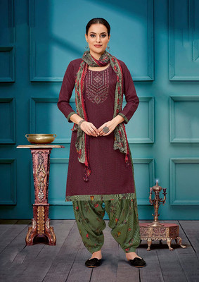 Serigo Cotton Blend Embroidered Salwar Suit Material