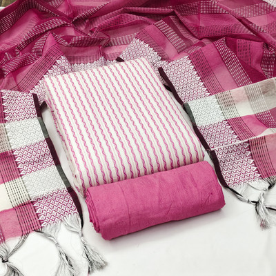 manvaa Cotton Blend Embellished Salwar Suit Material