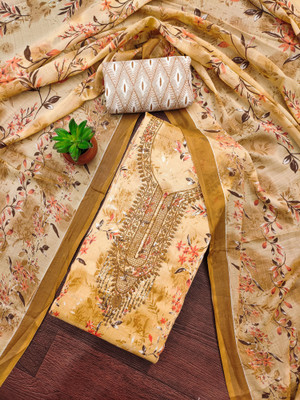 ShopGlobal Pure Cotton Embroidered, Printed Salwar Suit Material