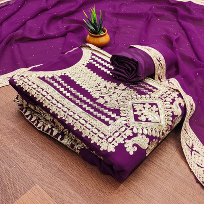 manvaa Georgette Embellished Salwar Suit Material