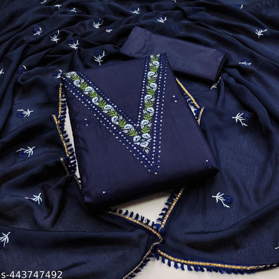 Javeri Cotton Blend Embroidered Salwar Suit Material