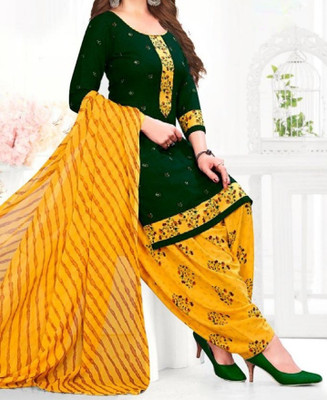 Punjdhan ethnicstore Crepe Printed Kurta & Patiyala Material