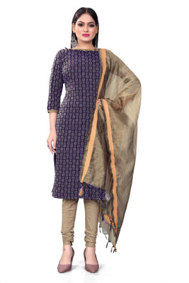 RUDRAA FAB Cotton Blend Embellished Salwar Suit Material