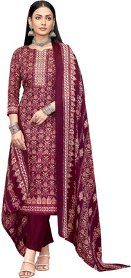 DRAVINAM Trends Wool Embroidered Salwar Suit Material