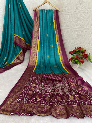 DHYEY CREATION Silk Blend Printed Blouse Material