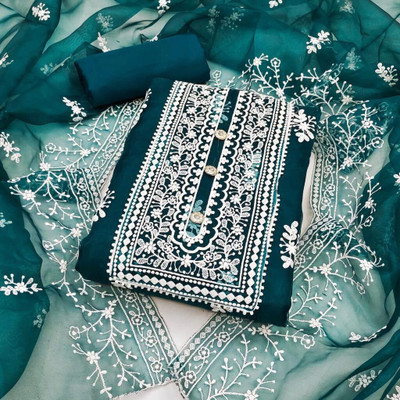 BRJ NX Organza Embroidered Salwar Suit Material
