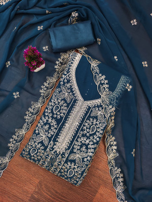 manvaa Georgette Embroidered Salwar Suit Material
