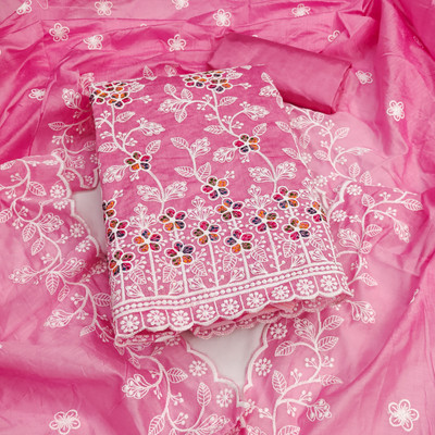 M FASHION Cotton Blend Embroidered Salwar Suit Material