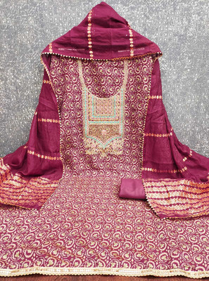 NIDHI'S FASHION Silk Blend Embroidered Salwar Suit Material