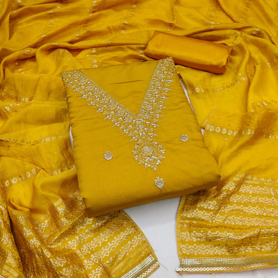 manvaa Chanderi Embellished Salwar Suit Material