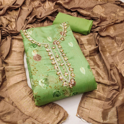 NEGRONI Organza Floral Print Salwar Suit Material