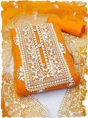 Leeza Store Organza Embroidered, Self Design Salwar Suit Material