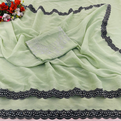 KHRITI FAB Organza Floral Print Blouse Material