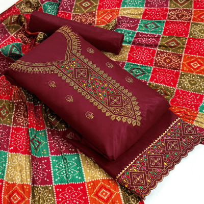 BR Designer Pure Cotton Embroidered Kurta & Churidar Material