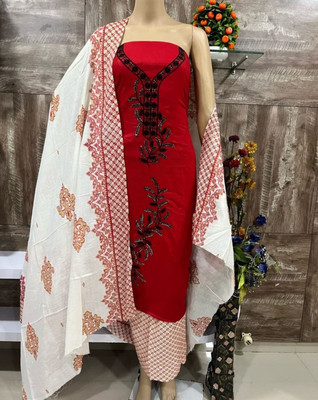 PUNRASAR TEXTILE Cotton Blend Floral Print Salwar Suit Material