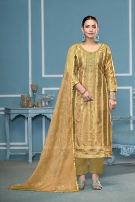Shadow & Saining Organza Embroidered Salwar Suit Material