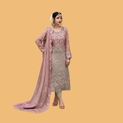 ADOLTEXTILE Georgette Embroidered Kurta & Palazzo Material