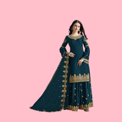 HRMFAB Georgette Embroidered Kurta & Palazzo Material