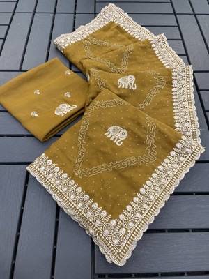 Mikhu Shop Georgette Embroidered Blouse Material