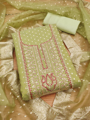 PandadiSaree Art Silk Embroidered Salwar Suit Material