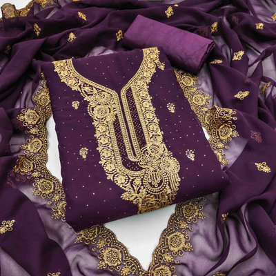 Blissta Georgette Embellished Salwar Suit Material