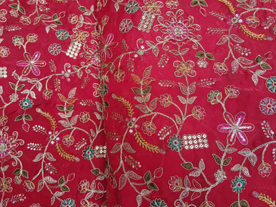 divine fashion trends Art Silk Embroidered Multipurpose Running Fabric