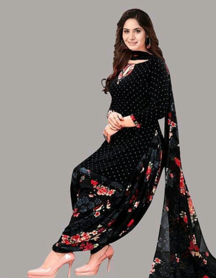 sarvagny clothing Crepe Floral Print Salwar Suit Material
