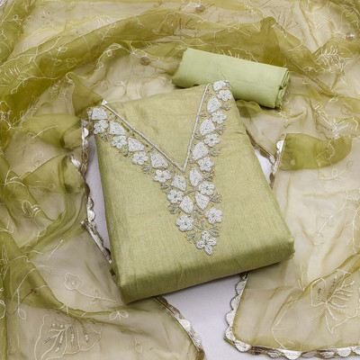 Tasrika Cotton Blend Embroidered Salwar Suit Material