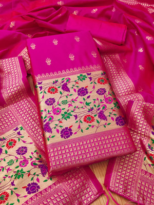 PandadiSaree Cotton Silk Embellished Salwar Suit Material