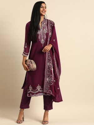 Fourleaf Georgette Embroidered, Embellished Salwar Suit Material