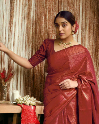 Kanjivaram Jacquard Solid, Paisley Blouse Material