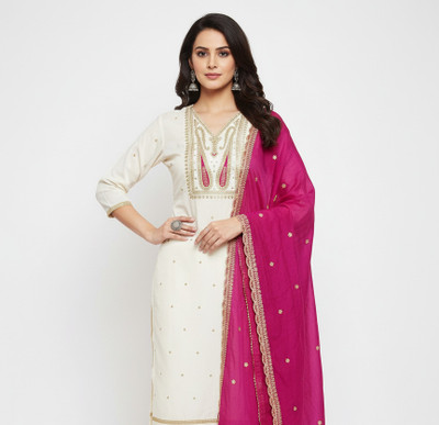 RAJWADI FASHION Cotton Silk Embroidered Kurta & Churidar Material