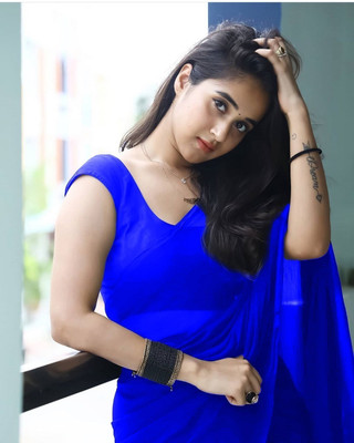 ENCLIQ Georgette Dyed, Solid Blouse Material