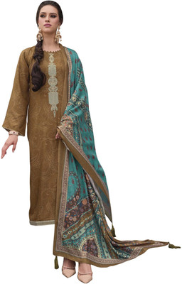 DRAVINAM Trends Wool Embroidered Salwar Suit Material