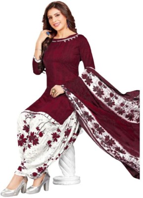 S Creation Crepe Solid, Printed Salwar Suit Material