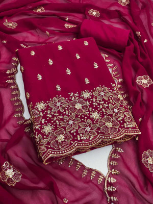 SWARNGANGA TEX Georgette Embroidered Salwar Suit Material