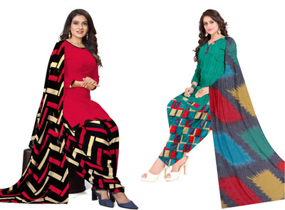 STYLEVEDA Crepe Printed Kurta & Patiyala Material