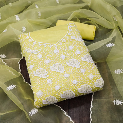 Ethnic Junction Organza Embroidered Salwar Suit Material